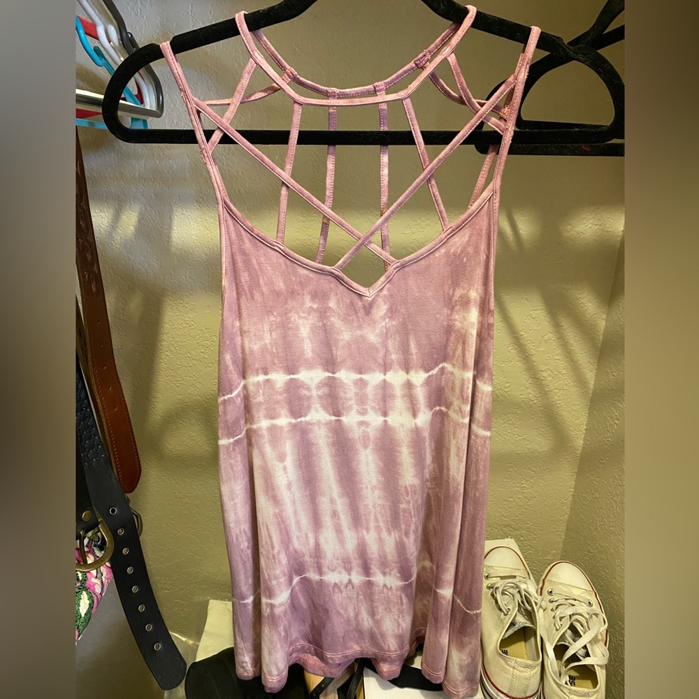 American Eagle Outfitters Lavender Tie-Dye Strappy Tank Top medium EUC